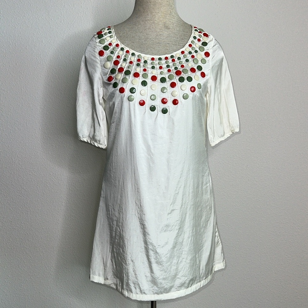 See by Chloe Silk Cotton Beaded Shift Dress